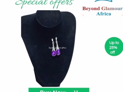 Ladies purple drop down crystal fashion earrings