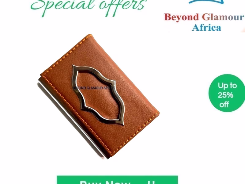A brown customized card holder