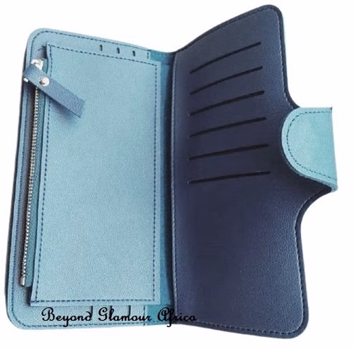 Ladies blue leather wallet easy and comfortable to carry