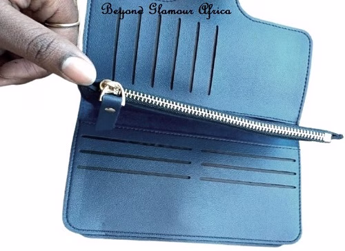 Ladies blue leather wallet easy and comfortable to carry