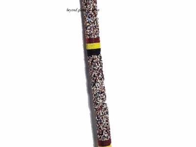 A customize multi colored beaded walking stick