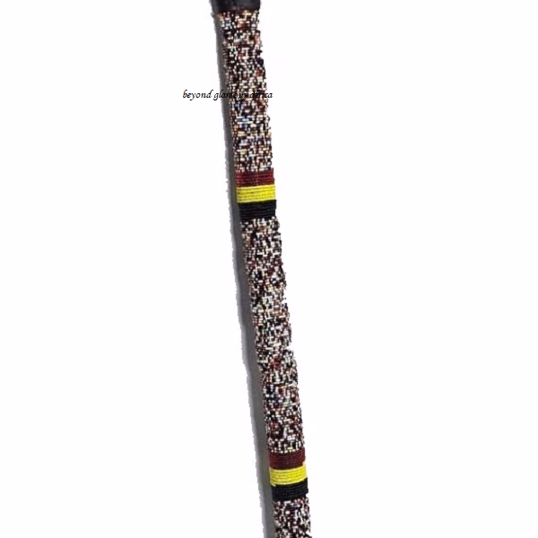 A customize multi colored beaded walking stick