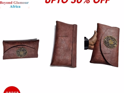 Ladies brown leather clutch bag very fashionable to have