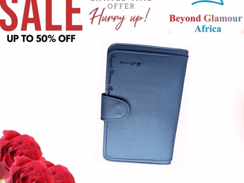 Women blue leather wallet very fashionable