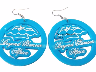 Women's blue customized BGA earrings