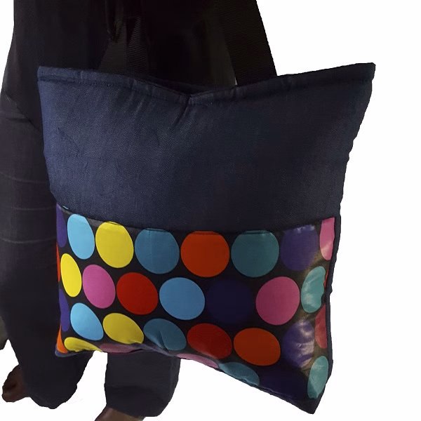 Women's multi colored denim hand bag