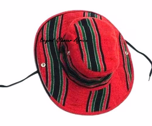 A multi colored sunhat and a red Manchester United keyholder combo