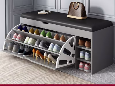 Entryway bucket flip shoe rack