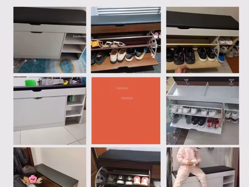 Entryway bucket flip shoe rack