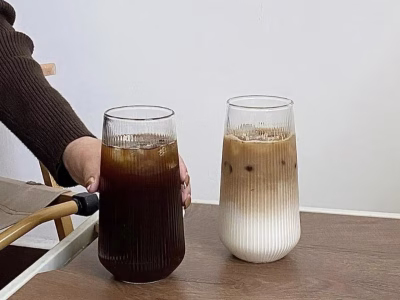 Custom Striped Borosilicate Glass cup.High Temperature Transparent glass cup.