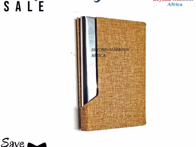 A customized brown leather card holder