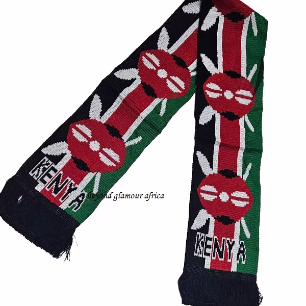 A knitted Kenyan scarf very fashionable to have