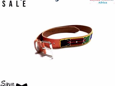 Men's brown maasai beaded belt