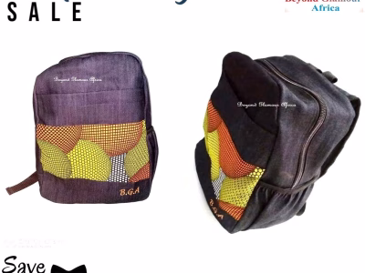 Denim Ankara bag pack very fashionable to have