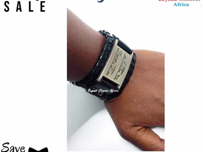 Men's black game park leather bracelet