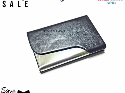 A black leather cardholder