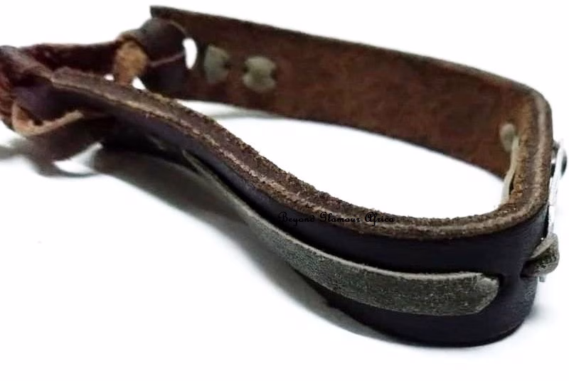 A brown leather bracelet