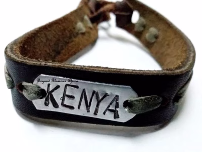 A brown leather bracelet