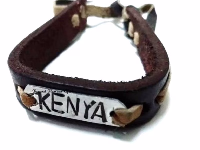 A brown leather bracelet