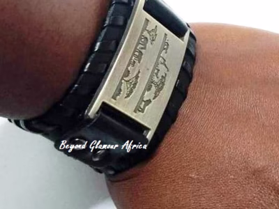 Men's black game park leather bracelet