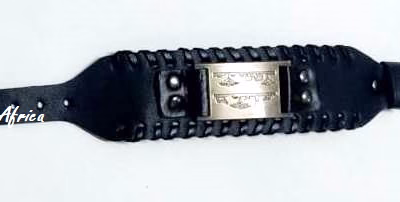 Men's black game park leather bracelet