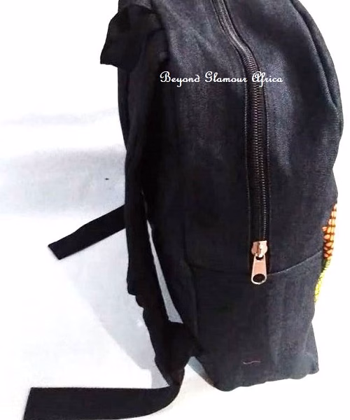Denim Ankara bag pack very fashionable to have