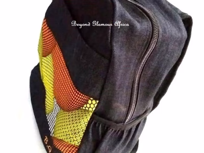Denim Ankara bag pack very fashionable to have