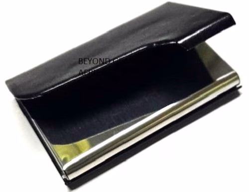 A black leather cardholder