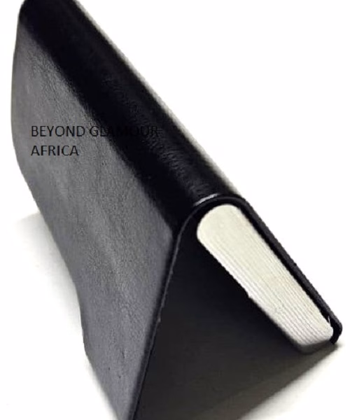 A black leather cardholder