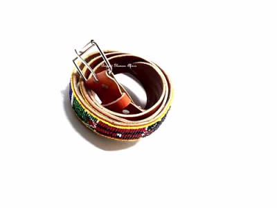 Men's brown maasai beaded belt