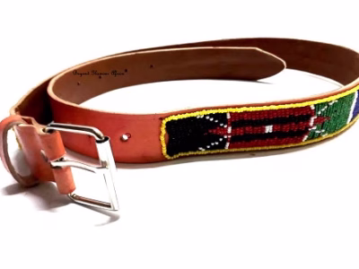 Men's brown maasai beaded belt