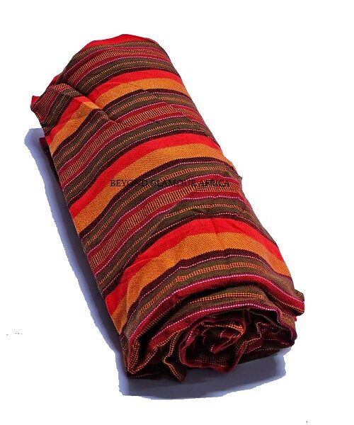 A brown orange maasai shuka very fashionable to have
