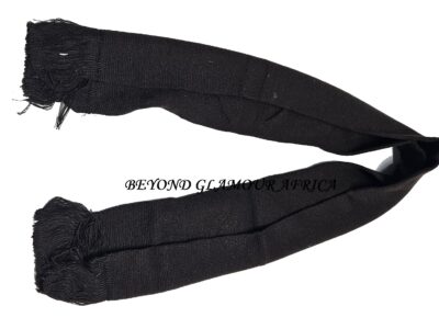 A black knitted scarf and waist bag combo