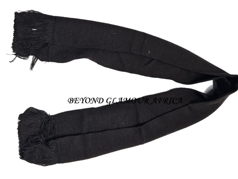 A black knitted scarf and waist bag combo