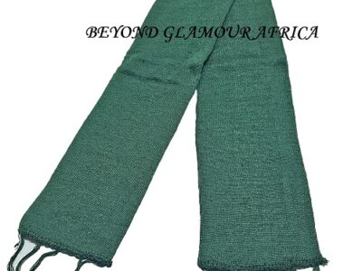 A green knitted scarf very fashionable and durable to have