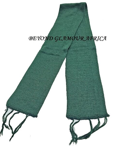 A green knitted scarf very fashionable and durable to have