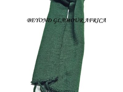 A green knitted scarf very fashionable and durable to have