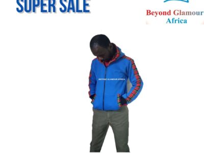 A sky blue dashiki hood very warm to have