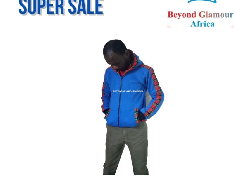 A sky blue dashiki hood very warm to have