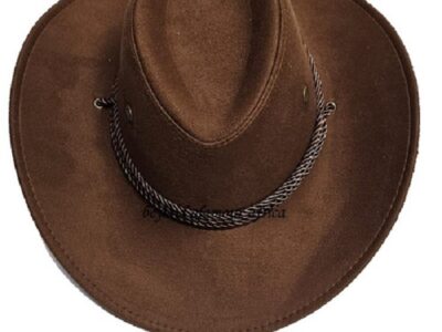 A brown cowboy hat and a brown keyholder combo