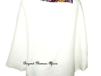 Ladies white Ankara poncho very fashionable to have