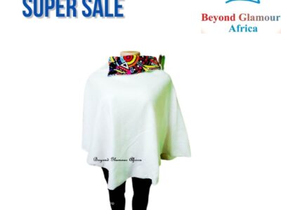 Ladies white Ankara poncho very fashionable to have
