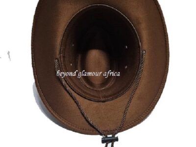 A brown cowboy hat and a brown keyholder combo