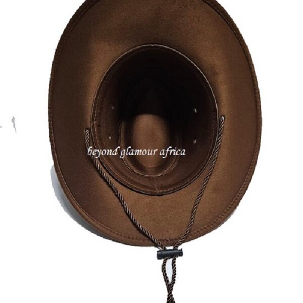 A brown cowboy hat and a brown keyholder combo