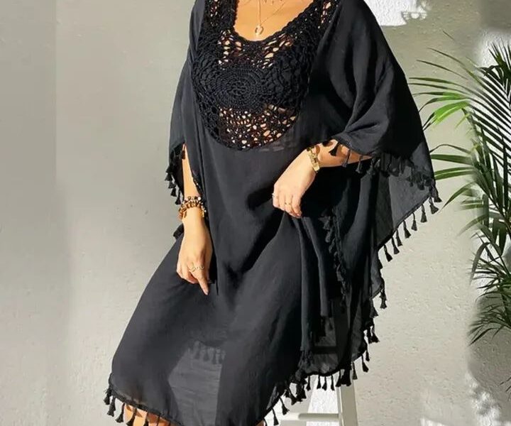 Tassel Cutout Scoop Neck Cover-Up Dress