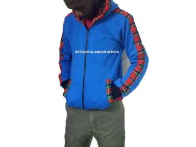 A sky blue dashiki hood very warm to have
