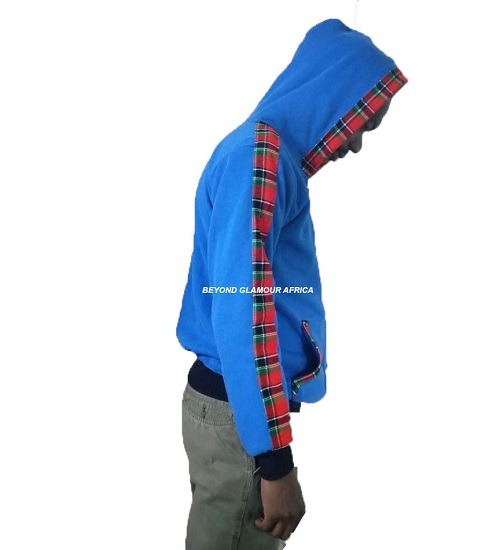 A sky blue dashiki hood very warm to have
