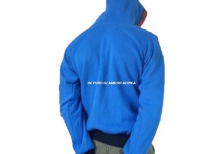 A sky blue dashiki hood very warm to have