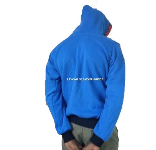 A sky blue dashiki hood very warm to have