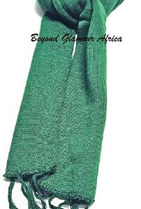 A green knitted scarf very fashionable and durable to have